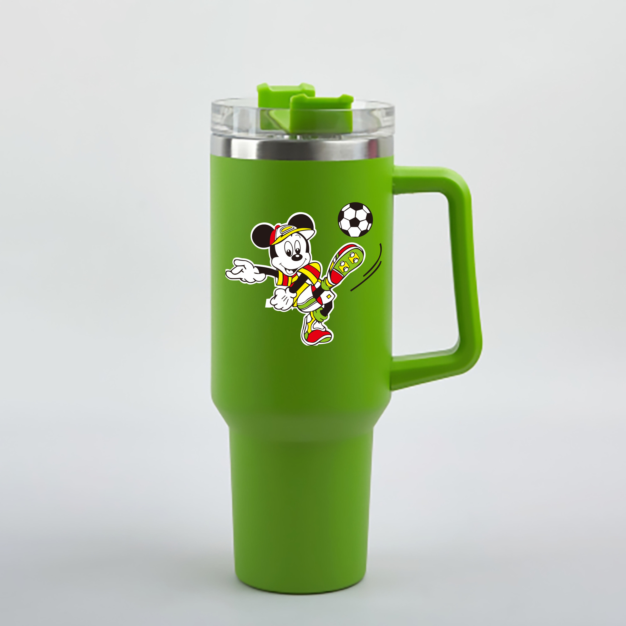 （画像用） ミッキーマウス Mickey Mouse 1200mL車用タンブラー - クリスタルステッカー（プラスチックストロー付き）